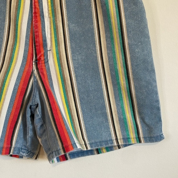VTG 90s Revival Shorts 10 Bermuda 28” waist ColorBlock Blue Striped Indie 5” - Picture 5 of 15